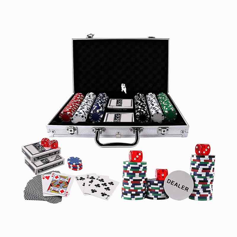تراشه های پوکر 300PSC تگزاس Hold'em در جعبه آلومینیوم تنظیم شده است